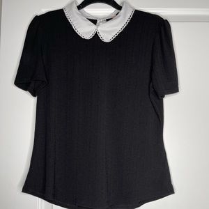 Black and white Peter Pan delicate collar top from 50th street